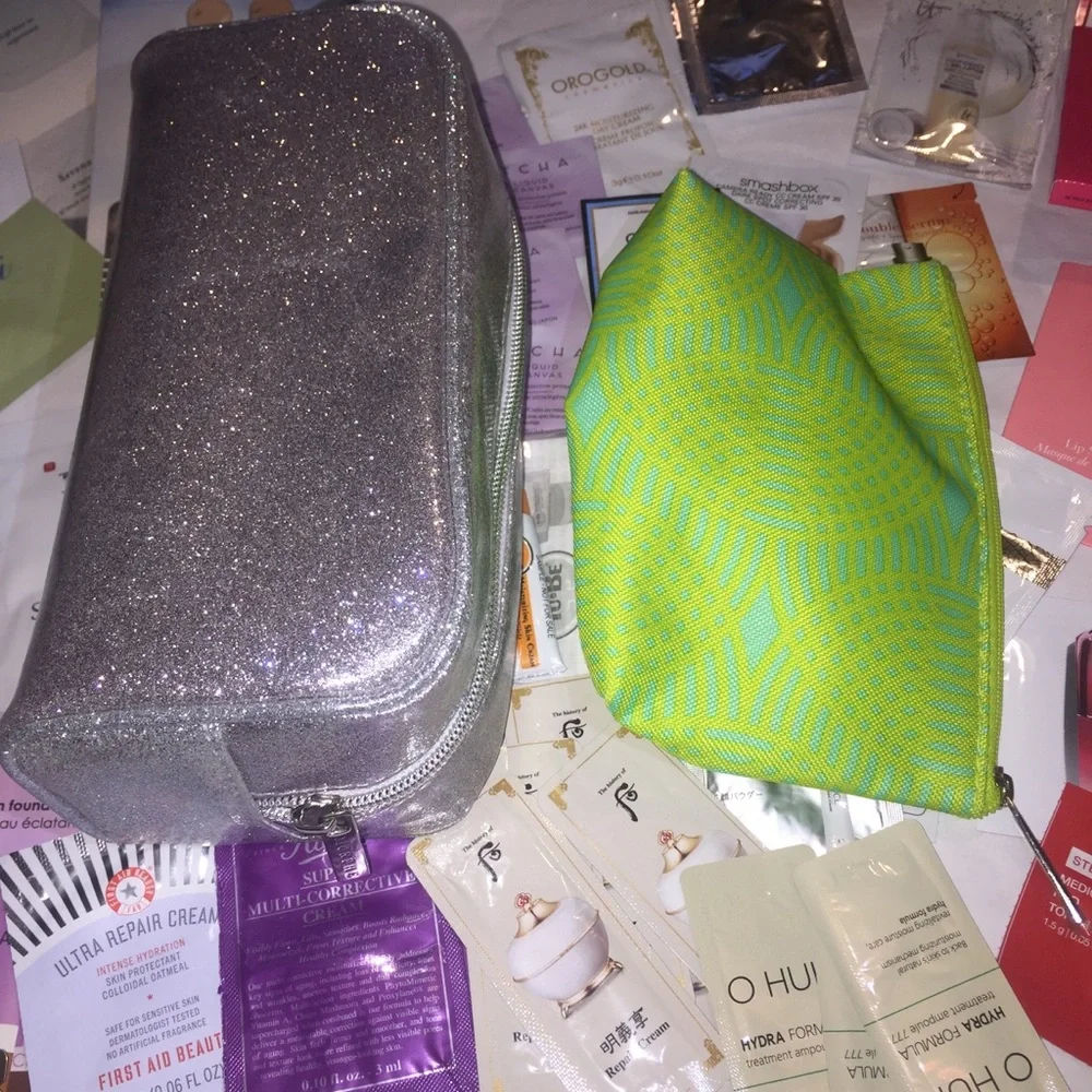 69 pcs samples & 2 makeup bags